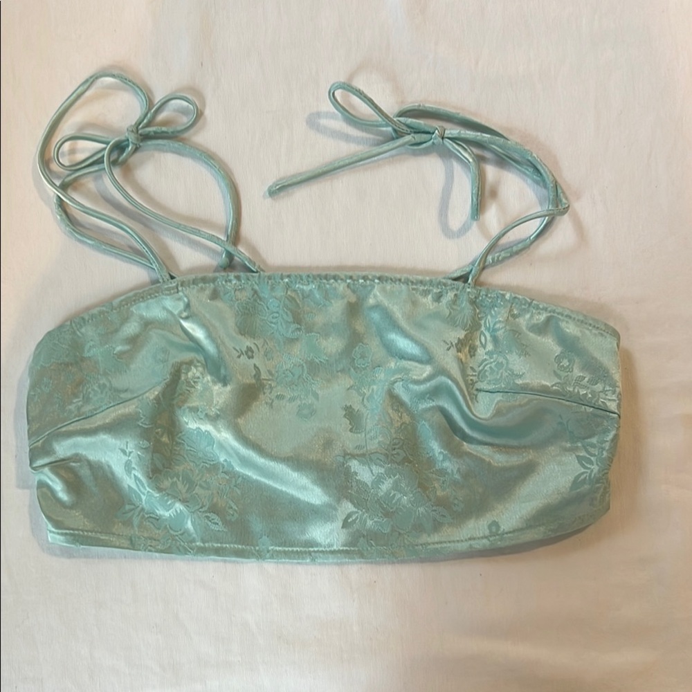 Princess Polly Light Blue Satin Crop Top